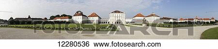 Stock Photograph - Panoramic view of the back of Nymphenburg Palace; Munich, Bavaria, Germany. Fotosearch