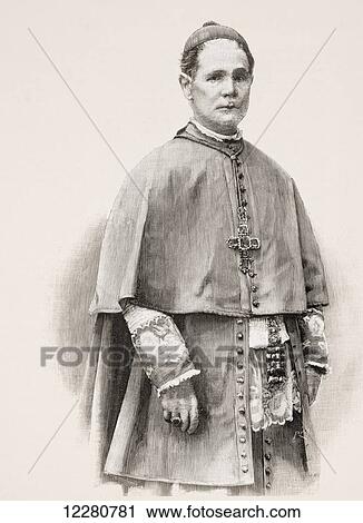 Stock Image - Patriarch Jaime Cardona y Tur, 1838-1923. Bishop of Sion and Patriarch of West Indies, Spain. From La Ilustracion Española y Americana, published 1892.. Fotosearch
