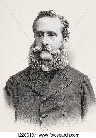 Stock Photo - Pedro Alejandrino del Solar Gabans, 1829 - 1909. Peruvian politician, lawyer, journalist, diplomat, jurist and educator. From La Ilustracion Española y Americana, published 1892.. Fotosearch