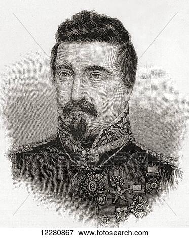 Stock Photo - Pedro de Ampudia y Grimarest, 1805 – 1868. Born in Cuba he served as a Northern army officer in Mexico during the Siege of the Alamo. From The Century Magazine, published 1887.. Fotosearch