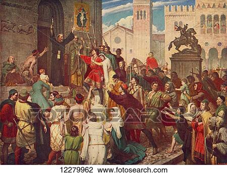 Stock Image - Peter the Hermit preaching the first crusade. Peter the Hermit, c. 1050 – 1115. Priest of Amiens and a key figure during the First Crusade. From Cassell's History of England, published c. 1901. Fotosearch