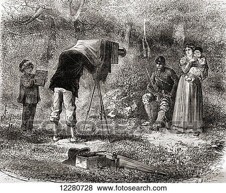 Photography in the 19th century. From Les Merveilles de la Science, published c. 1870 View Large Photo Image Stock Photo - Photography in the 19th century. From Les Merveilles de la Science, published c. 1870. Fotosearch
