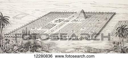 Stock Photograph - Plan of the city of Babylon, Mesopotamia, around the 5th century BC according to a description given by Herodotus. From L'Histoire Universelle Ancienne et Moderne, published in Strasbourg circa 1860.. Fotosearch