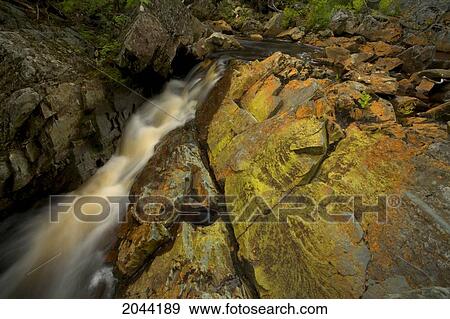 Pollen-Stained Rocks And Waterfall Near Sleepy Cove On Grand Lake, Nova Scotia View Large Photo Image Stock Photo - Pollen-Stained Rocks And Waterfall Near Sleepy Cove On Grand Lake, Nova Scotia. Fotosearch