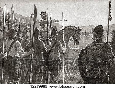 Robert the Bruce reviewing his troops before the Battle of Bannockburn, 24 June 1314. Robert I, 1274 – 1329, aka Robert the Bruce. King of Scots. From Cassell's History of England, published c. 1901 View Large Photo Image Stock Photography - Robert the Bruce reviewing his troops before the Battle of Bannockburn, 24 June 1314. Robert I, 1274 – 1329, aka Robert the Bruce. King of Scots. From Cassell's History of England, published c. 1901. Fotosearch