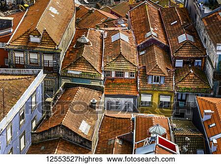 Rooftops of houses; Porto, Porto, Portugal View Large Photo Image Stock Photograph - Rooftops of houses; Porto, Porto, Portugal. Fotosearch