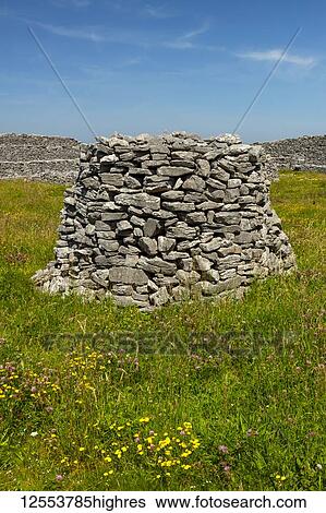 Round stone structure in grass field, Wild Atlantic Way; Inishmaan Island, County Galway, Ireland View Large Photo Image Stock Photograph - Round stone structure in grass field, Wild Atlantic Way; Inishmaan Island, County Galway, Ireland. Fotosearch