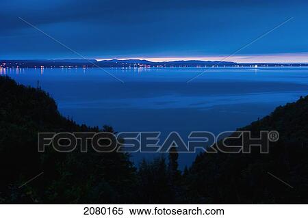 Stock Photography - Saint Lawrence River And Gaspesie Region At Dusk; Barachois, Quebec, Canada. Fotosearch