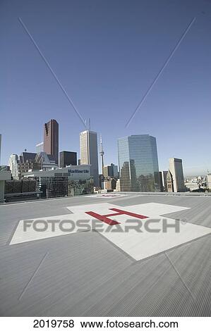 Stock Photo - Sick Kids Hospital Helicopter Landing, Toronto, Ontario. Fotosearch