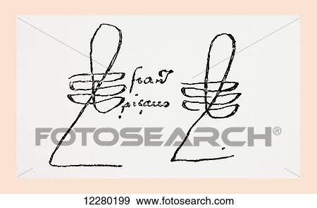 Stock Photo - Signature of Francisco Pizarro González, c. 1471/ 1476 – 1541. Spanish conquistador, conqueror of the Incan Empire. Governor of New Castile, Peru. From La Ilustracion Española y Americana, published 1892.. Fotosearch
