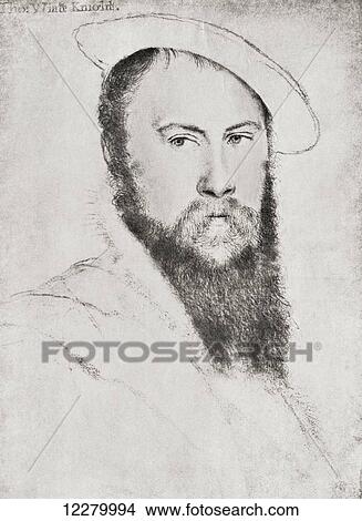 Sir Thomas Wyatt, also spelled Wiat, 1503 –1542. 16th-century English ambassador and lyrical poet. After the work by Holbein. From The Poems of Sir Thomas Wiat, published 1913 View Large Photo Image Picture - Sir Thomas Wyatt, also spelled Wiat, 1503 –1542. 16th-century English ambassador and lyrical poet. After the work by Holbein. From The Poems of Sir Thomas Wiat, published 1913. Fotosearch