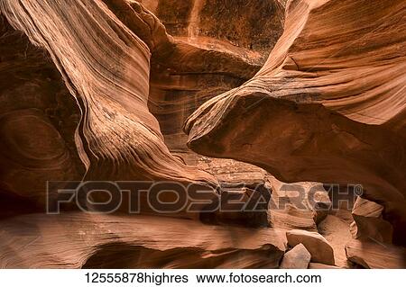 Stock Photograph - Slot Canyon known as Mountain Sheep Canyon; Page, Arizona, United States of America. Fotosearch