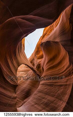 Stock Photograph - Slot Canyon known as Rattlesnake Canyon; Page, Arizona, United States of America. Fotosearch