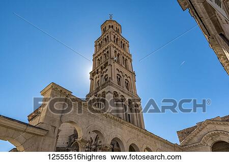 St Domnius Bell Tower on the Peristyle of Diocletian's Palace; Split, Croatia View Large Photo Image Stock Photograph - St Domnius Bell Tower on the Peristyle of Diocletian's Palace; Split, Croatia. Fotosearch