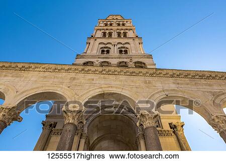 St Domnius Bell Tower on the Peristyle of Diocletian's Palace; Split, Croatia View Large Photo Image Stock Photograph - St Domnius Bell Tower on the Peristyle of Diocletian's Palace; Split, Croatia. Fotosearch