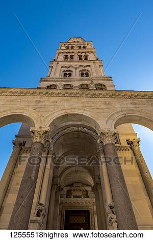 St Domnius Bell Tower on the Peristyle of Diocletian's Palace; Split, Croatia View Large Photo Image Stock Photograph - St Domnius Bell Tower on the Peristyle of Diocletian's Palace; Split, Croatia. Fotosearch