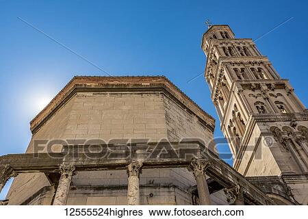 St Domnius Bell Tower on the Peristyle of Diocletian's Palace; Split, Croatia View Large Photo Image Stock Photograph - St Domnius Bell Tower on the Peristyle of Diocletian's Palace; Split, Croatia. Fotosearch