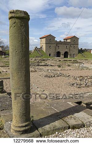 Stone pillar at Arbeia Roman Fort; South Shields, Tyne and Wear, England View Large Photo Image Stock Photo - Stone pillar at Arbeia Roman Fort; South Shields, Tyne and Wear, England. Fotosearch