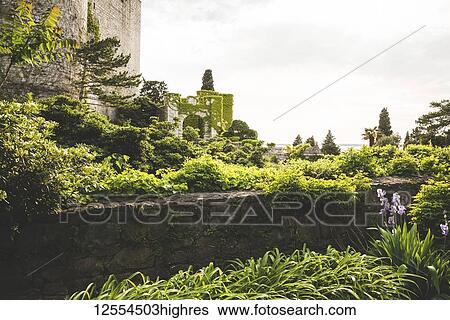 Stone walls and garden of Duino Castle; Italy View Large Photo Image Stock Photograph - Stone walls and garden of Duino Castle; Italy. Fotosearch