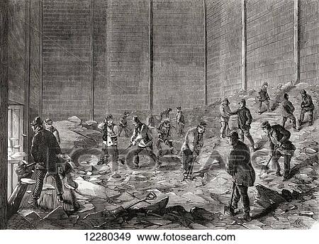 'Storing the Ice'. Mr Charles' ice-stores, Lindsey House, Chelsea, London in the late 19th century. From L'Univers Illustre, published 1866. View Large Photo Image Stock Photo - 'Storing the Ice'. Mr Charles' ice-stores, Lindsey House, Chelsea, London in the late 19th century. From L'Univers Illustre, published 1866.. Fotosearch