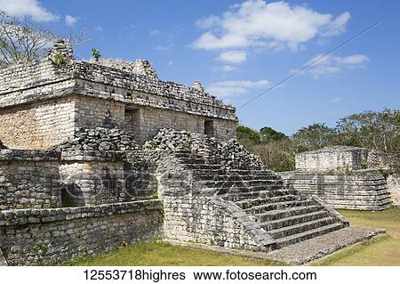 Stock Photograph - Structure 17, Ek Balam, Yucatec-Mayan Archaeological Site; Yucatan, Mexico. Fotosearch