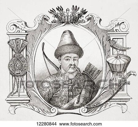 Picture - Tamerlane, or Timur, 1320s or 1330s - 1405. Turko-Mongol conqueror. Founder of Timurid dynasty in Central Asia. From L'Histoire Universelle Ancienne et Moderne, published in Strasbourg circa 1860.. Fotosearch