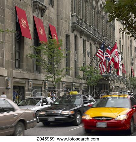 Taxis On Front Street At Royal York Hotel, Toronto, Ontario View Large Photo Image Stock Photo - Taxis On Front Street At Royal York Hotel, Toronto, Ontario. Fotosearch