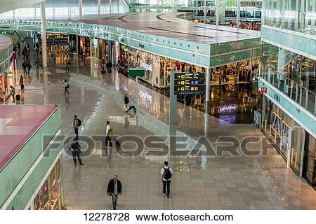 Stock Photo - Terminal 1 at Barcelona Airport; Barcelona, Spain. Fotosearch
