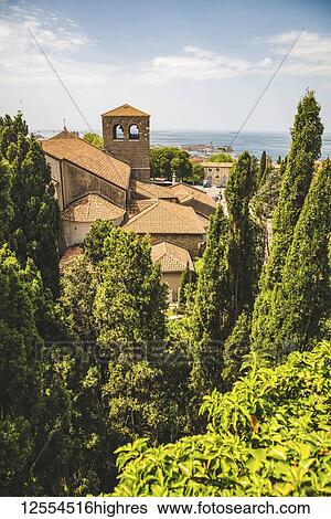 Terracotta tiled roof of a building and a view of the Adriatic Sea; Trieste, Friuli Venezia Giulia, Italy View Large Photo Image Stock Photograph - Terracotta tiled roof of a building and a view of the Adriatic Sea; Trieste, Friuli Venezia Giulia, Italy. Fotosearch