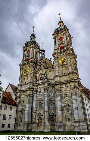 Stock Photograph - The Abbey Cathedral of Saint Gall; St. Gallen, St. Gallen, Switzerland. Fotosearch