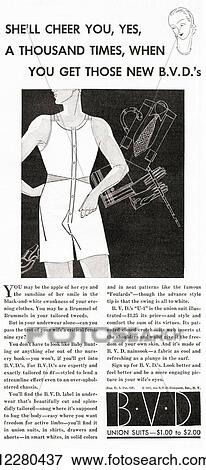 THE BVD BRAND IS STILL PRODUCED SOLELY FOR MEN BY FRUIT OF THE LOOM. 1930's American advertisement for B. V. D. Men's Underwear. From The Literary Digest, published 1931. View Large Photo Image Stock Photo - THE BVD BRAND IS STILL PRODUCED SOLELY FOR MEN BY FRUIT OF THE LOOM. 1930's American advertisement for B. V. D. Men's Underwear. From The Literary Digest, published 1931.. Fotosearch