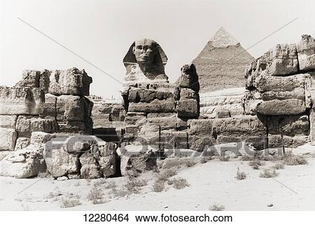 The Great Sphinx of Giza and the Great Pyramid of Giza, or the Pyramid of Cheops, Egypt. View Large Photo Image Picture - The Great Sphinx of Giza and the Great Pyramid of Giza, or the Pyramid of Cheops, Egypt.. Fotosearch