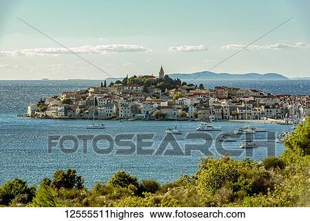 Stock Photograph - The islet of Primosten; Primosten, Croatia. Fotosearch
