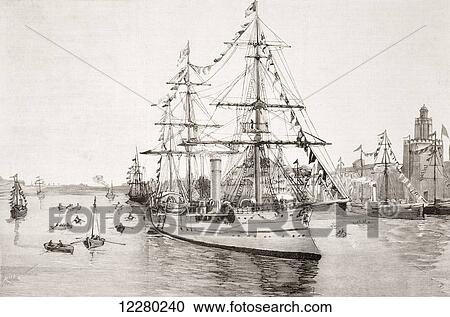 The Mexican frigate Zaragoza, anchored in the River Guadalquivir, Seville, Spain, in 1892. From La Ilustracion Española y Americana, published 1892. View Large Photo Image Stock Image - The Mexican frigate Zaragoza, anchored in the River Guadalquivir, Seville, Spain, in 1892. From La Ilustracion Española y Americana, published 1892.. Fotosearch