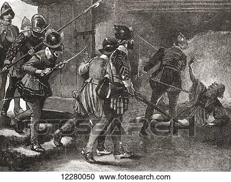 Stock Image - The murder of the Earl of Desmond. Gerald FitzGerald, 15th Earl of Desmond, c. 1533 – 1583. Irish nobleman and leader of the Desmond Rebellions of 1579. From The Century Edition of Cassell's History of England, published 1901.. Fotosearch