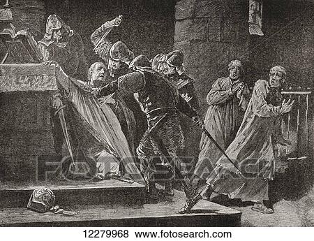 The murder of Thomas Becket in Canterbury Cathedral. Thomas Becket, aka Saint Thomas of Canterbury, Thomas of London and later Thomas à Becket, c. 1118 or 1120- 1170. Archbishop of Canterbury. From Cassell's History of England, published c. 1901 View Large Photo Image Stock Photo - The murder of Thomas Becket in Canterbury Cathedral. Thomas Becket, aka Saint Thomas of Canterbury, Thomas of London and later Thomas à Becket, c. 1118 or 1120- 1170. Archbishop of Canterbury. From Cassell's History of England, published c. 1901. Fotosearch
