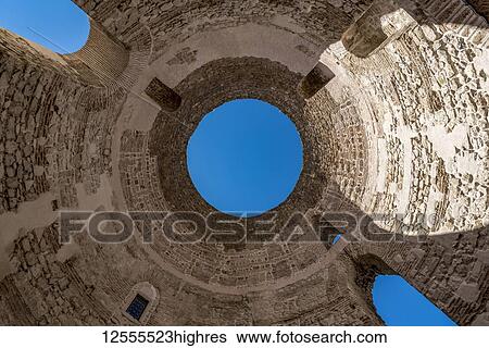 Stock Photograph - The Oculus, a hole in the roof of the Imperial audience hall of Diocletian's Palace; Split, Croatia. Fotosearch