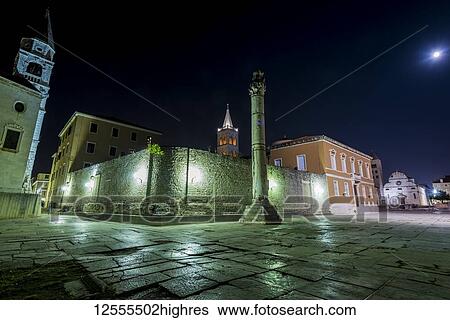 The Pillar of Shame at the Roman Forum at night; Zadar, Croatia View Large Photo Image Stock Photograph - The Pillar of Shame at the Roman Forum at night; Zadar, Croatia. Fotosearch