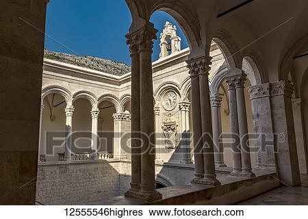 Stock Photograph - The Rector's Palace courtyard; Dubrovnik, Dubrovnik-Neretva County, Croatia. Fotosearch