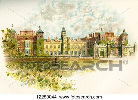 The south front of Hatfield House, the Great Park, Hatfield, Hertfordshire, England, in the 19th century. From The Century Edition of Cassell's History of England, published 1901. View Large Photo Image Picture - The south front of Hatfield House, the Great Park, Hatfield, Hertfordshire, England, in the 19th century. From The Century Edition of Cassell's History of England, published 1901.. Fotosearch