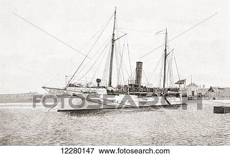 The Temerario class Spanish Torpedo gunboat, The Nueva España, constructed at Arsenal de la Carraca aka La Carraca shipyard, San Fernando, Province of Cádiz, Spain. From La Ilustracion Española y Americana, published 1892. View Large Photo Image Stock Photo - The Temerario class Spanish Torpedo gunboat, The Nueva España, constructed at Arsenal de la Carraca aka La Carraca shipyard, San Fernando, Province of Cádiz, Spain. From La Ilustracion Española y Americana, published 1892.. Fotosearch
