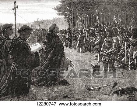 Stock Photo - The Thanksgiving Service before the Battle of Agincourt, 25 October 1415. From Cassell's History of England, published c. 1901. Fotosearch
