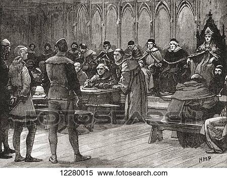 Stock Photography - The trial of Joan of Arc in 1431. Joan of Arc, c. 1412-1431, aka The Maid of Orléans. Considered a heroine of France and a Roman Catholic saint. From Cassell's History of England, published c. 1901. Fotosearch