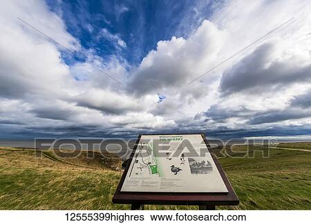 Stock Photograph - Tourist information sign at The Wherry, Atlantic coast; South Shields, Tyne and Wear, England. Fotosearch