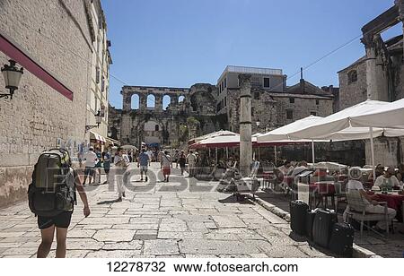 Tourists on promenade; Split, Croatia View Large Photo Image Stock Image - Tourists on promenade; Split, Croatia. Fotosearch