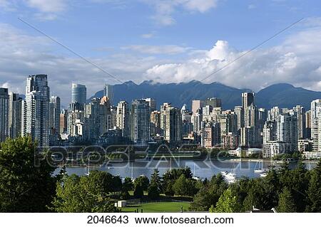 Stock Image - View From Fairview Slopes, North Across False Creek, Vancouver, British Columbia. Fotosearch