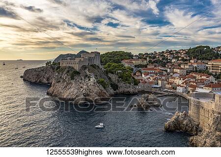 View of Fort Lovrjenac at sunset; Dubrovnik, Dubrovnik-Neretva County, Croatia View Large Photo Image Stock Photograph - View of Fort Lovrjenac at sunset; Dubrovnik, Dubrovnik-Neretva County, Croatia. Fotosearch