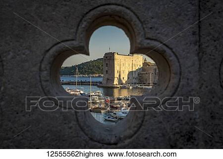 Stock Photograph - View of St John Fortress and the Old City of Dubrovnik; Dubrovnik-Neretva County, Croatia. Fotosearch