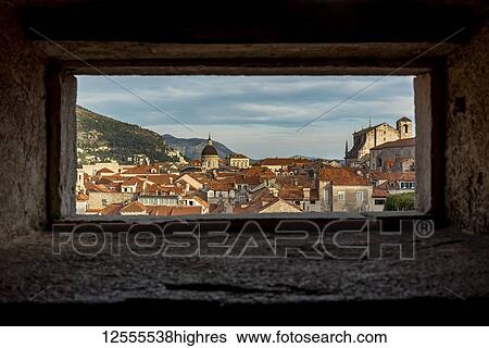 View of the Old City from an opening on the City Walls; Dubrovnik, Dubrovnik-Neretva County, Croatia View Large Photo Image Stock Photograph - View of the Old City from an opening on the City Walls; Dubrovnik, Dubrovnik-Neretva County, Croatia. Fotosearch