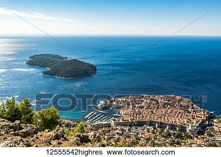 View of the Old City of Dubrovnik and Lokrum Island; Dubrovnik-Neretva County, Croatia View Large Photo Image Stock Photograph - View of the Old City of Dubrovnik and Lokrum Island; Dubrovnik-Neretva County, Croatia. Fotosearch
